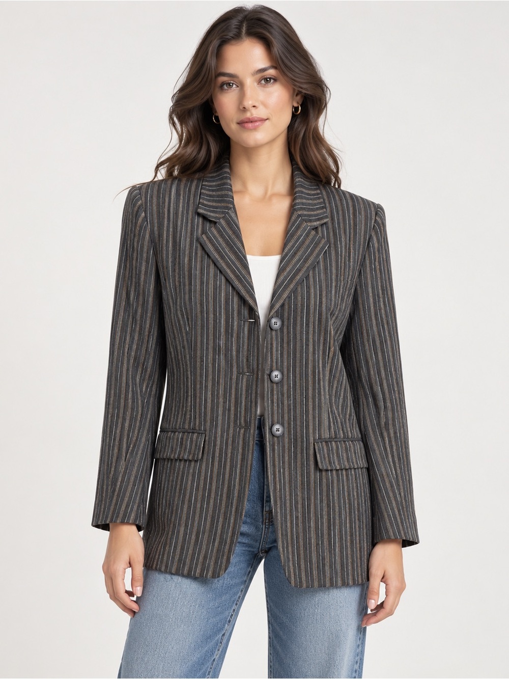 Company Ellen Tracy Women’s Size 4 100% Linen Pinstripe Blazer